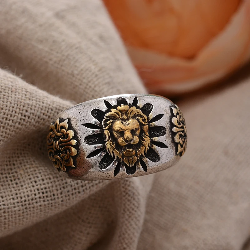 Hot البيع Lion الأسد الحيوان تصميم التايلاندية الفضة الرجال خاتم حفلة المجوهرات الأصلية هدايا رخيصة لا تتلاشى