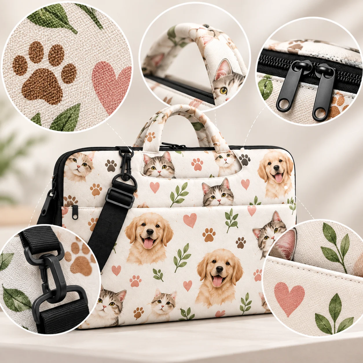 Custom Laptop Bag Laptop Sleeve for Work, Personalized Waterproof 290T Twill Case with Handle Zipper for Office Travel Daily Use
