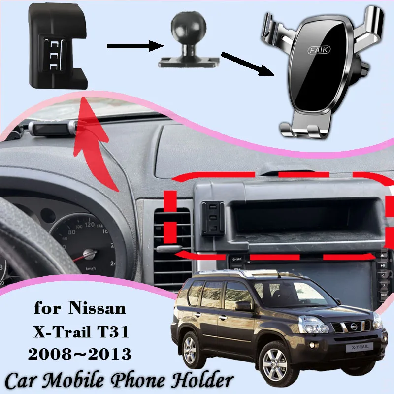 Supporto per Auto per Nissan X-Trail T31 2008 ~ 2013 2009 Air Vent supporto per telefono cellulare automatico staffa per cellulare accessori per supporto a gravità