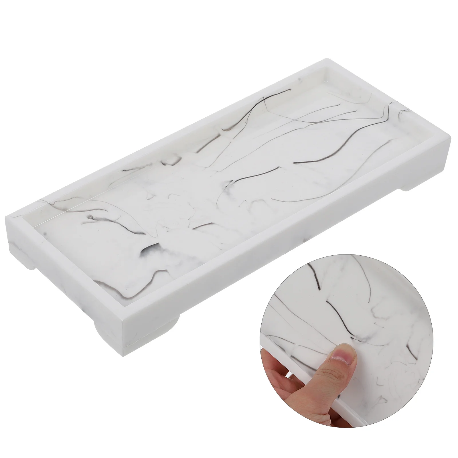 

1Pcs Marble Grain Storage Plate Resin Tray Smooth Surface Easy Clean Home Bathroom Jewelry Organizer Cosmetics Holder