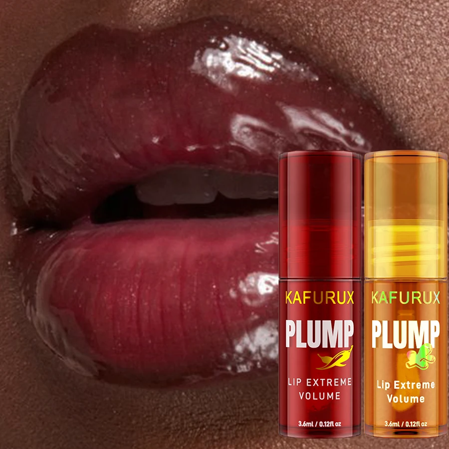 2PC Lip Plump Long Lasting Lip Oil Moisturizing Lip Gloss Serum Instant Volumising Essence Oil Repair Lip Fine Lines เพิ่ม El