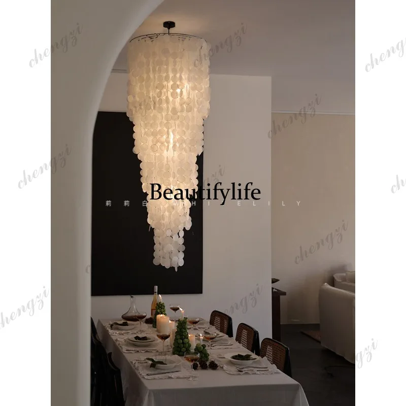 A73 Creative Natural Shell Wind Chime Chandelier Villa Duplex Homestay Residential Restaurant Stairs Bedroom Ambient Light