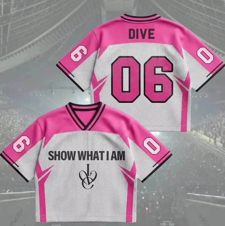 Kpop IVE DIVE No.06 Show What I Am Print Crop V Neck Mesh Sporttrikot Schnell trocknendes, atmungsaktives T-Shirt für die ganze Familie, passend für Eltern und Kinder 26 – Detail 1