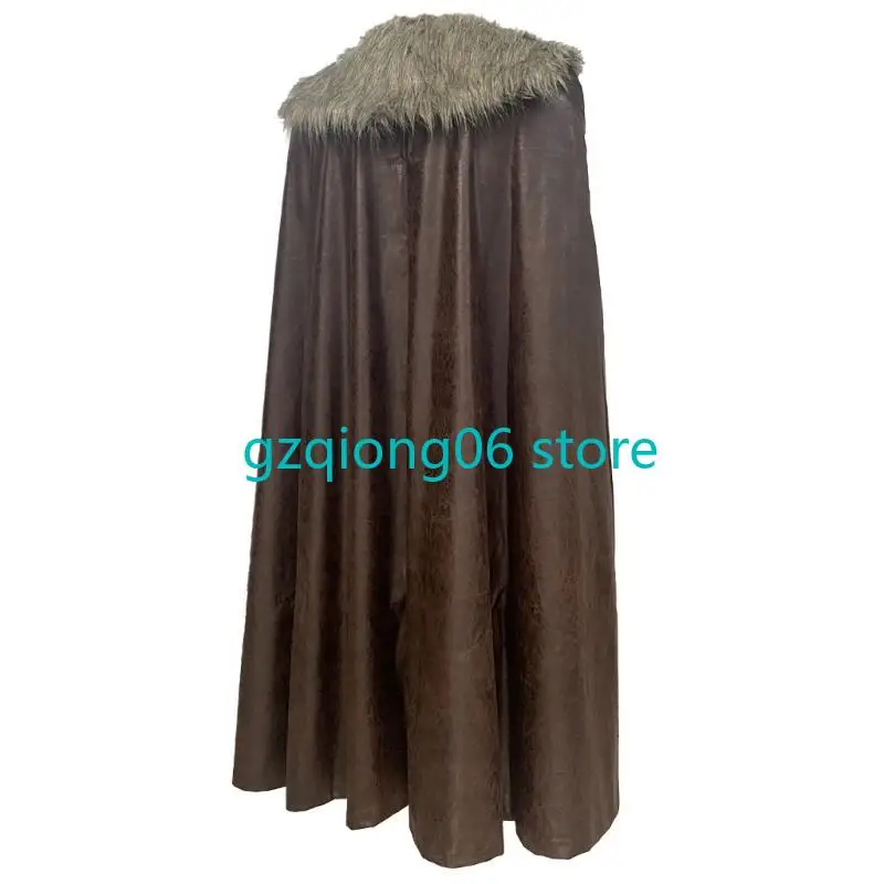

K3NF Elegant Medieval Cloak With Faux Furs Collar For Fashion Lovers Halloween Props