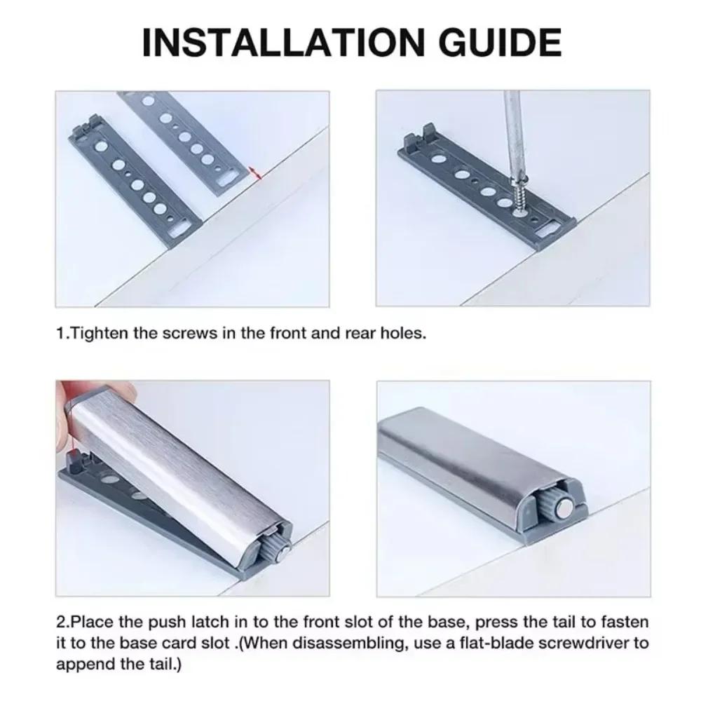 Strong Magnetic Cabinet Door Lock ตู้เสื้อผ้าสแตนเลสพร้อมเฟอร์นิเจอร์แม่เหล็ก Latch Push Open Capture System Damping Buffer