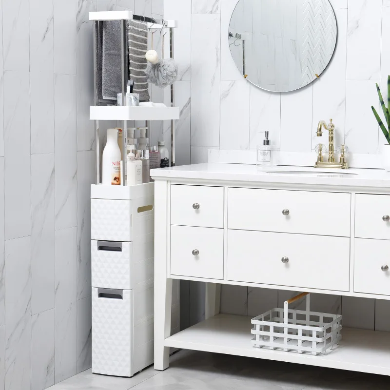 Kitchen side bathroom with pulley storage cabinet narrow toilet drawer type multi-layer clip