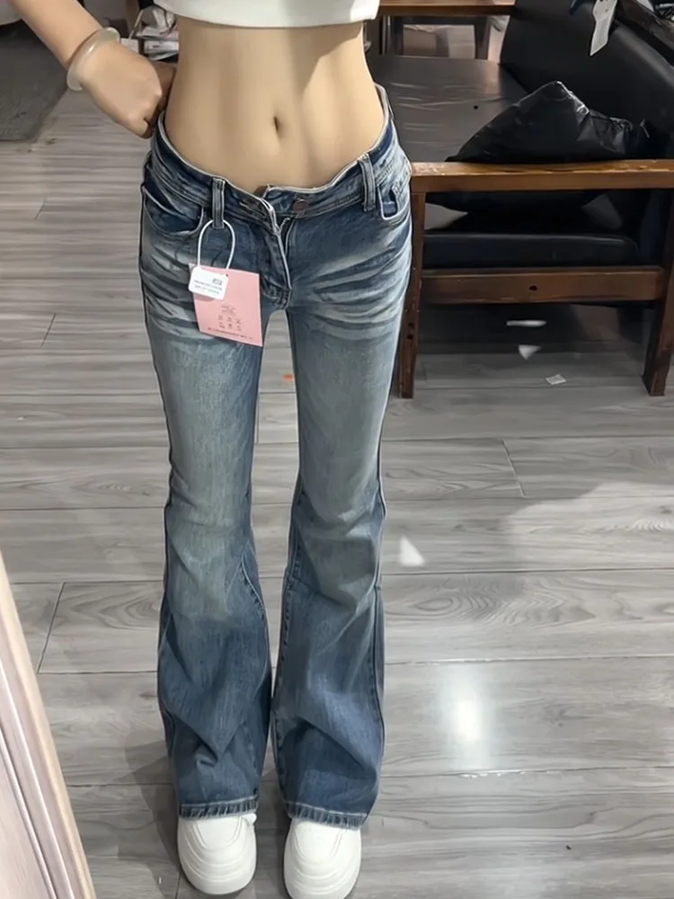 レトロアメリカン クローベルボット ジーンズ レディース スリムフィット 伸縮性ストレートレッグ ロングパンツ コットンストレッチデニム l ウエスト