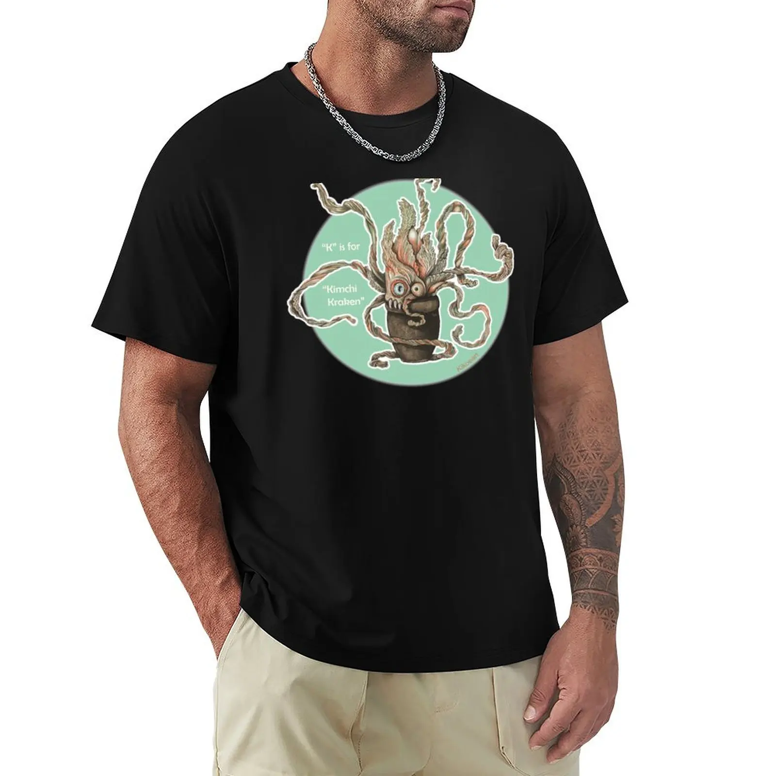 

K is for Kimchi Kraken T-Shirt oversizeds plus size tops for a boy clothing for men