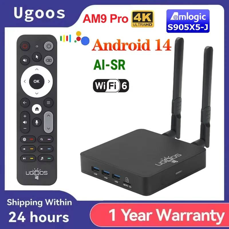 Ugoos AM9 Pro Smart TV Box Android 14 Amlogic S905x5-J 4GB 64GB WiFi BT5.3 1000M HDR Reproductor Multimedia AI-SR Dolby Vision