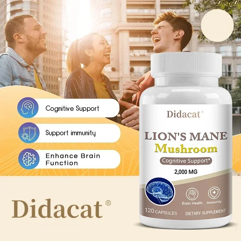 Lions Mane Brain & Focus Supplement - Mushroom Powder Extract Capsules - Non-GMO & Gluten Free to Improve Cognitive Health