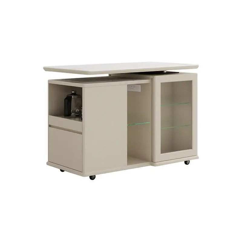 

Rock slab coffee table tea cart mobile small tea table integrated balcony living room home living room light luxury tea table