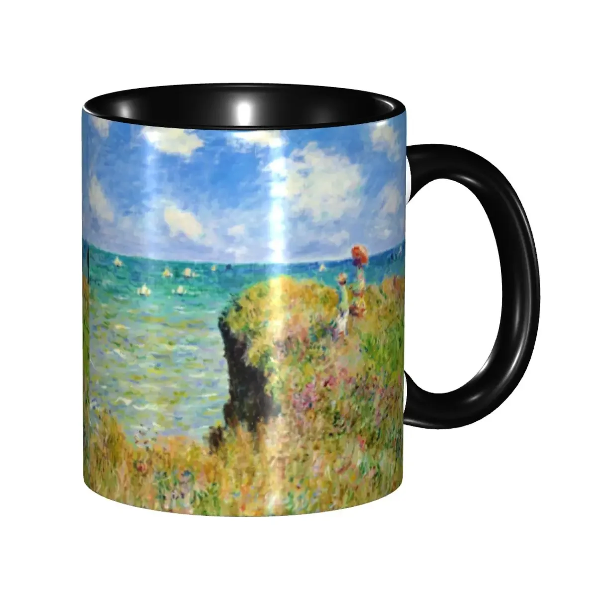 Customized Claude Monet Painting Coffee Mug DIY The Cliff Walk at Pourville Ceramic Tea Milk Cup