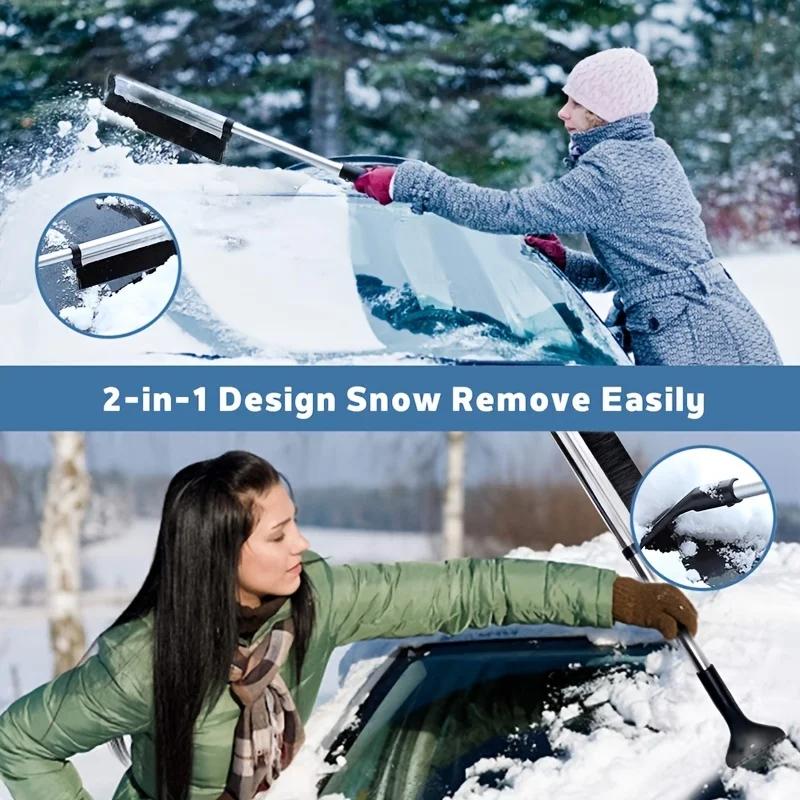 Car windshield wiper, snow removal brush, snow shovel, extendable stainless steel cleaning tool, broom cleaning accessories