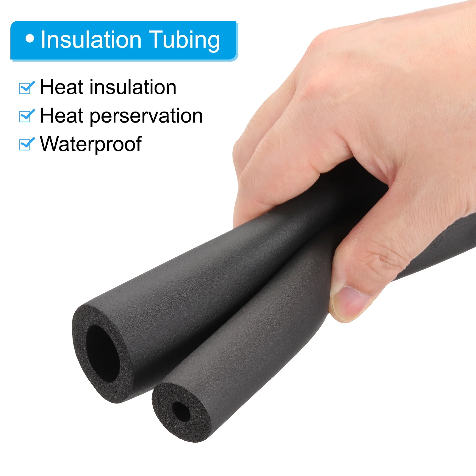 uxcell 1Pcs 2Meter Pipe Insulation Foam Tube Pipe Cover Wrap Roll Bar Padding Tubing for Handle Grip HVAC Air Conditioner Unit