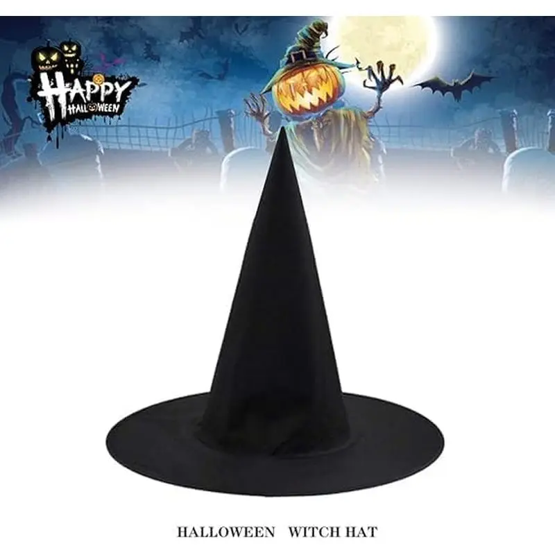 10pcs Halloween Witch Hat Halloween Decorations Wizard Hat Party Accessory For Women Toy Game Props 38*36cm