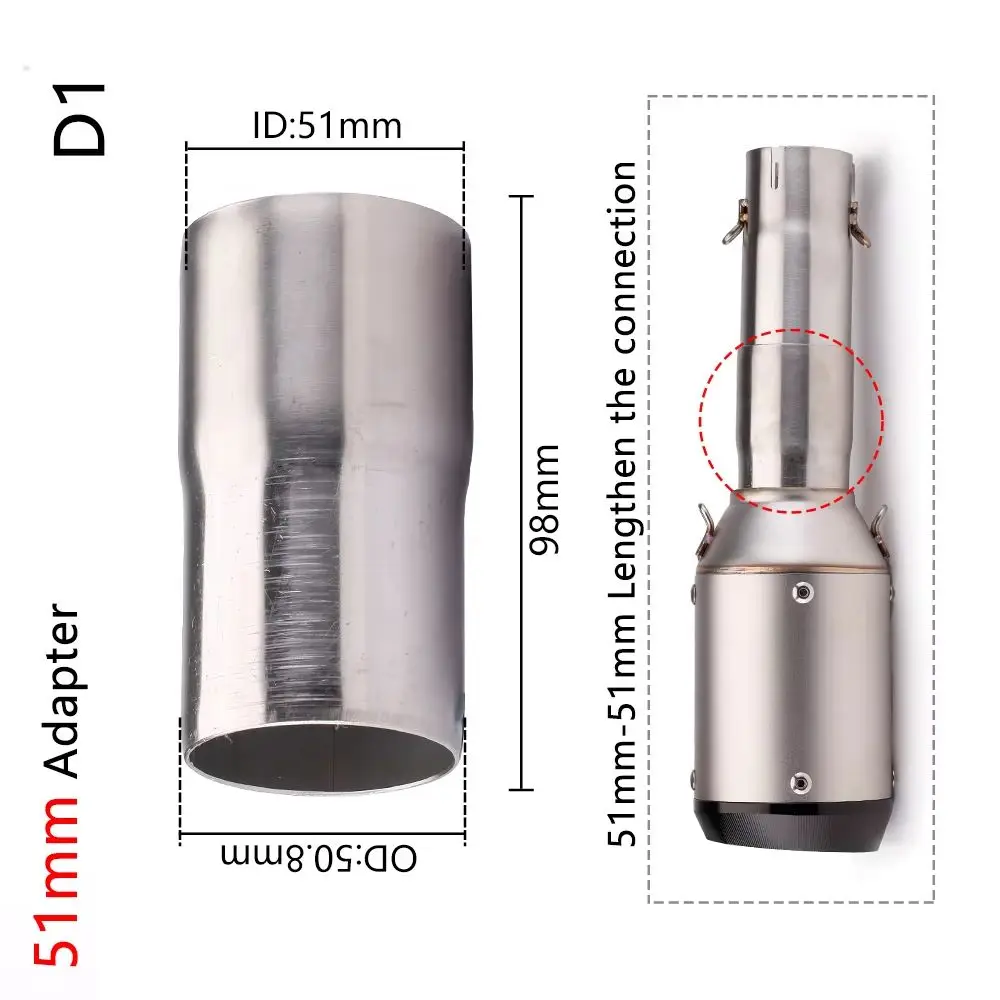 51-60mm Exhaust Pipe Reducer Adapter With Connector Plate Weld Hanger & Fix Hook Universal Motorcycle Performance Mod Accessorie