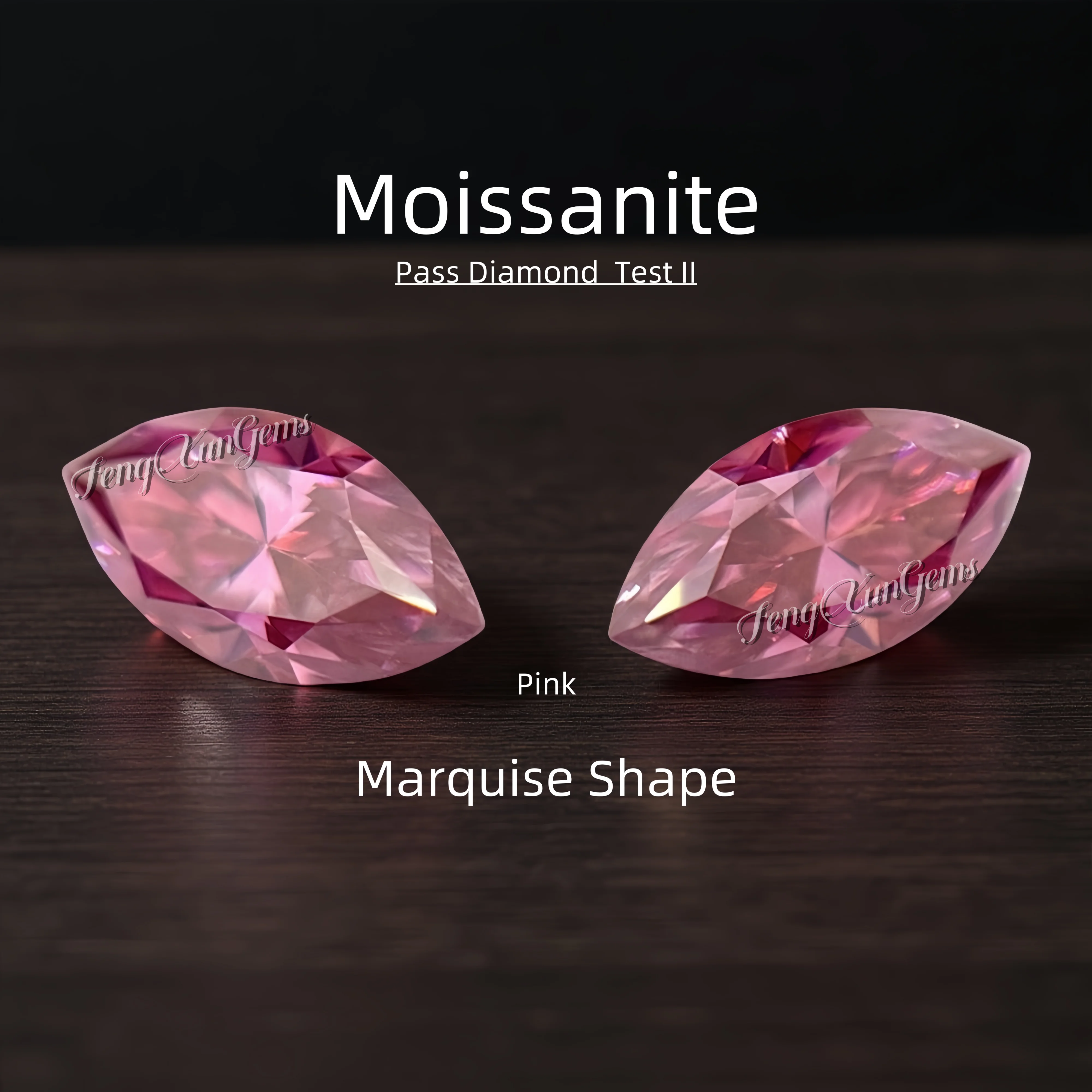 

Shining Loose Moissanite Stone Marquise shape 0.1~3ct Lab Grown Pink Moissanite diamonds For Ring inlay With GRA Certificate