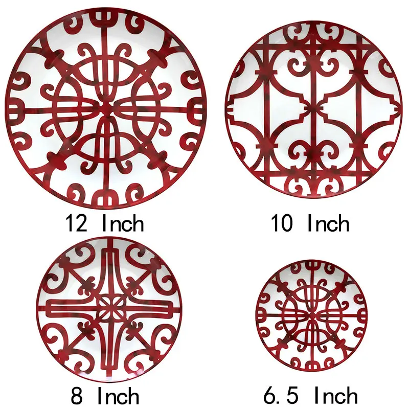 

Ceramic Plate Hand-Painted Red Art Creative Round Ins Style Tableware H Dinner Plates Set Charger for Wedding Pasta