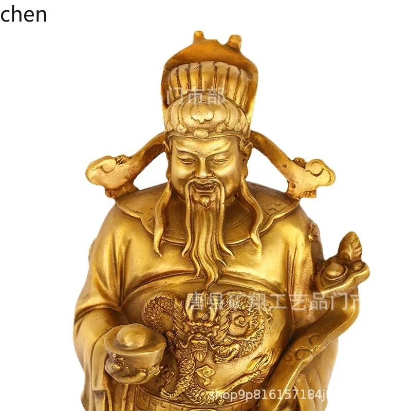 Cz1 copper standing hand holding yuanbao ruyi standing god of wealth sand cast craft ornament