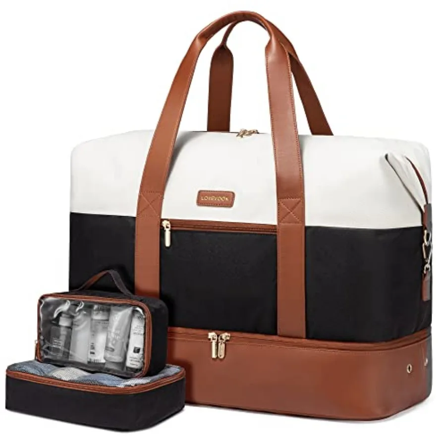 

Weekender Bag, Large Travel Duffel Bag for Women with 2 Packing Cubes, Carry on Overnight Bag with Shoe Compartment, Mom Hospit