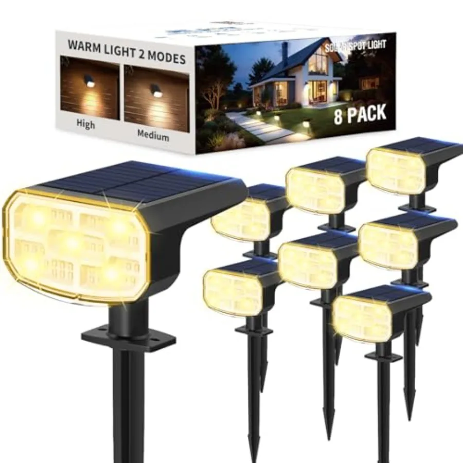 

Outdoor Solar Lights Waterproof IP65 Super Bright LED 3000K 2 Lighting Modes Solar Powered Yard Garden Spot Lights for Landscap