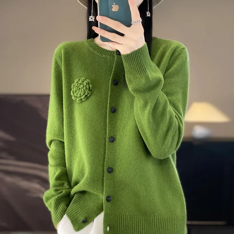 

Women Knitwear 2025 New Spring Autumn Knitted Cardigan Jacket Coat Soft and Sticky Embroidery Sweater Versatile Coat Top