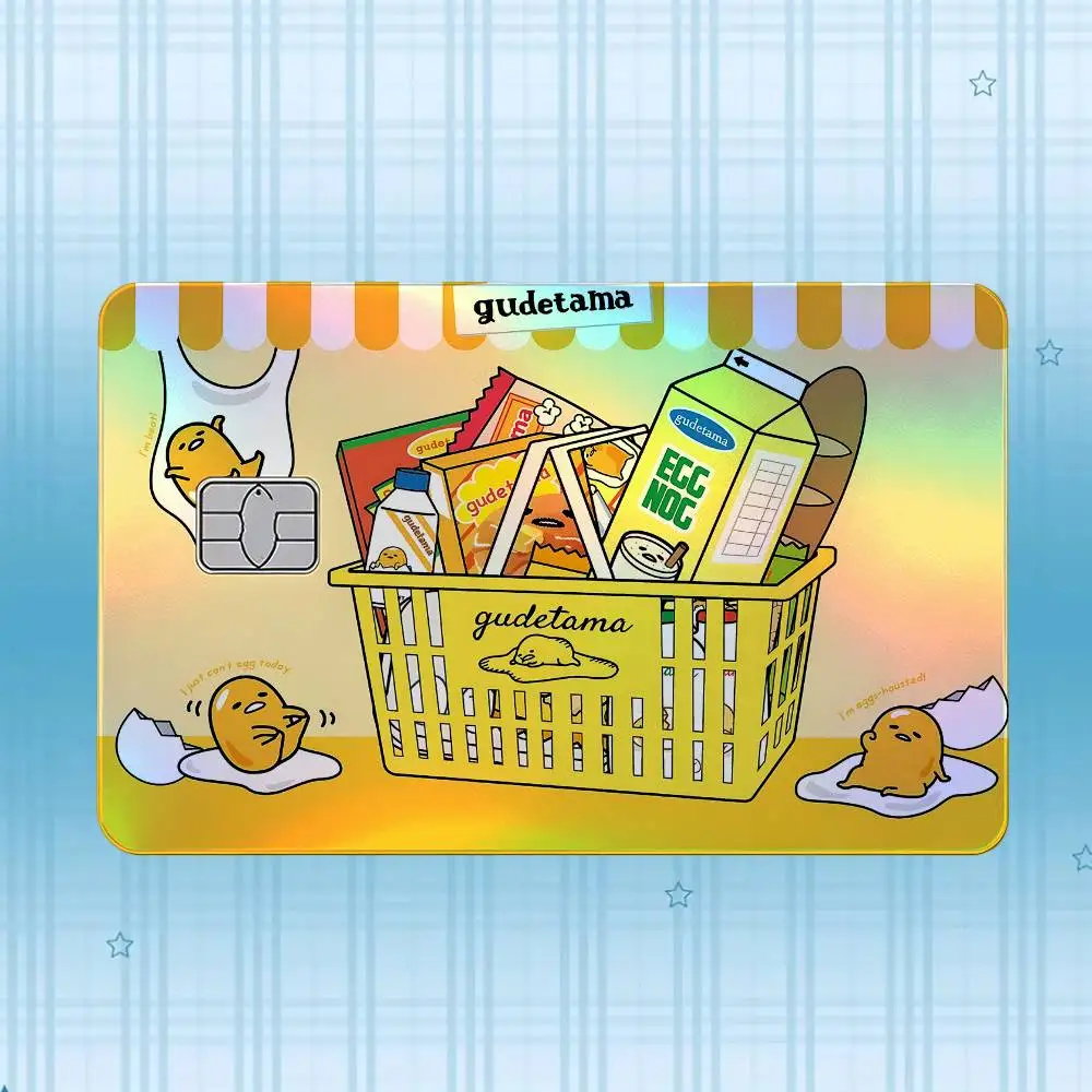 G-Gudetama Laser-Hologramm-Karten-Skin-Aufkleber für Kredit- und Debitkarten – 4 Stück/Set, wasserfester, kratzfester Schutz – Detail 13