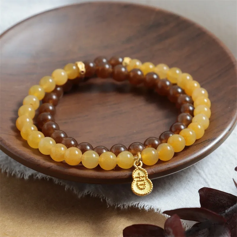 

Exquisite Gold Silk Jade Double Ring Bracelet Women's Fashion Temperament Versatile