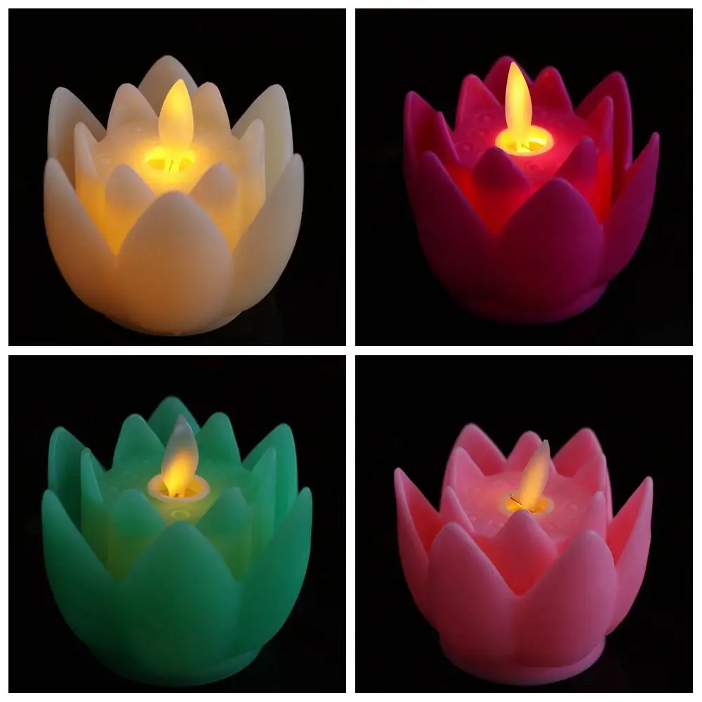 Home Decor Plastic Lotus Lamp Colorful Flickering Electronic Candle Lamp Exquisite Creative Desktop Lamp Xmas Birthday