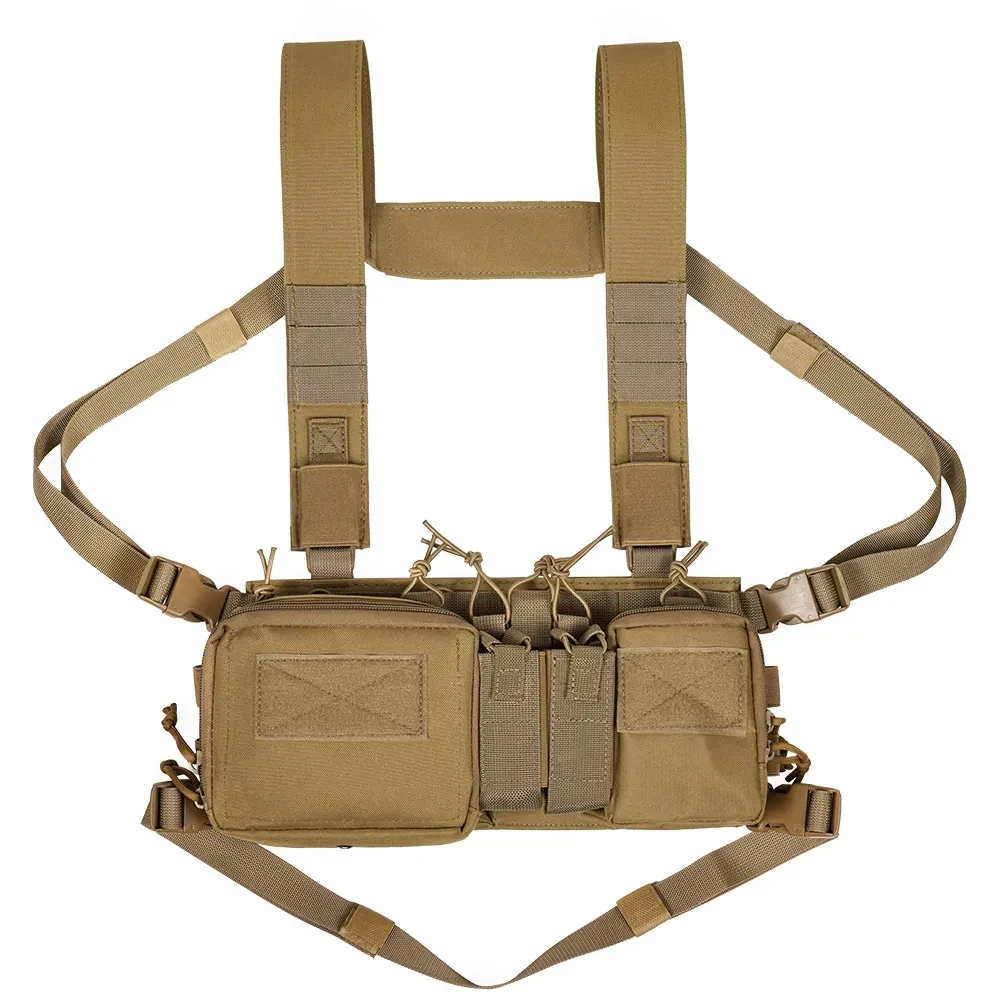 Tactical CS Match Wargame Gear Pack, Acampamento ao ar livre Nylon Peito Rig Vest, Fit Airsoft Caça Vestuário Acessórios