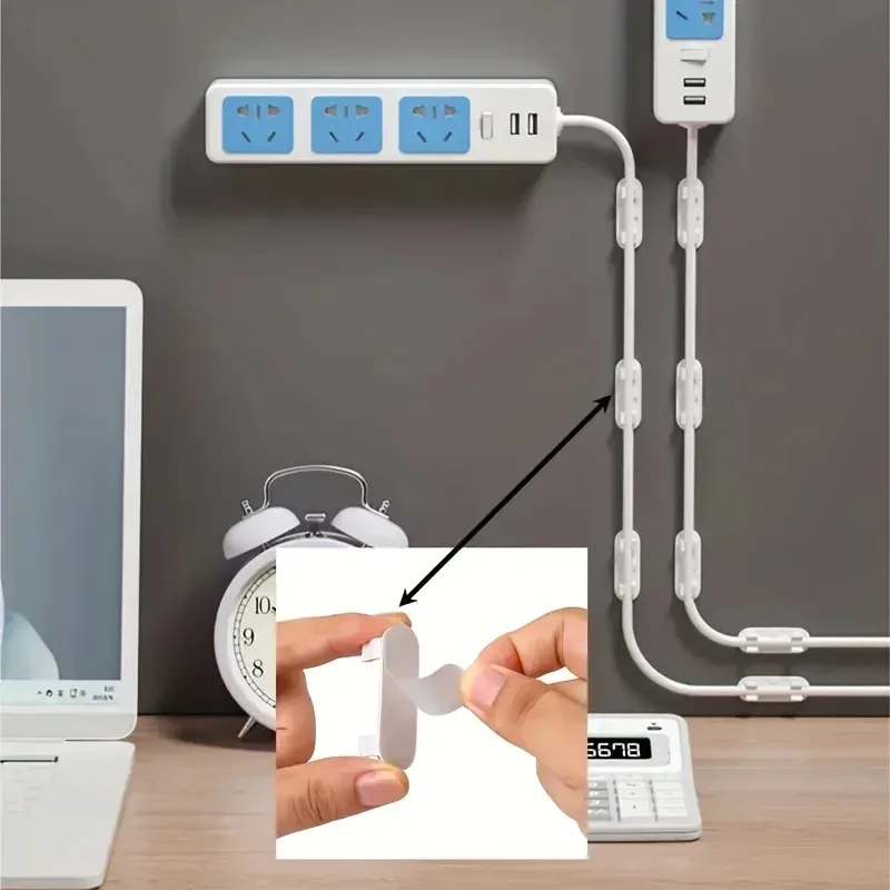20/50pcs Adjustable Cable Management Clips Adhesive Sticky Wire Clips Cord Holder For TV PC Cable Under Desk Wall Home Office image 5