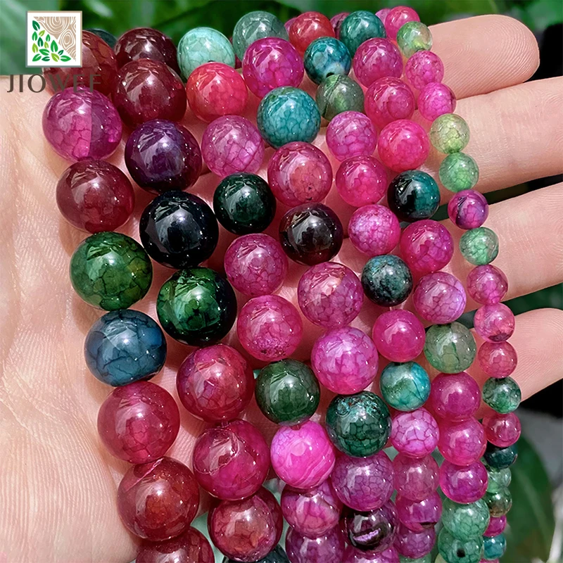 4/6/8/10/12/14mm Tourmaline Mixed Dragon Vein Onyx Natural Agates Round Beads for Jewelry Making DIY Bracelet Earrings 15