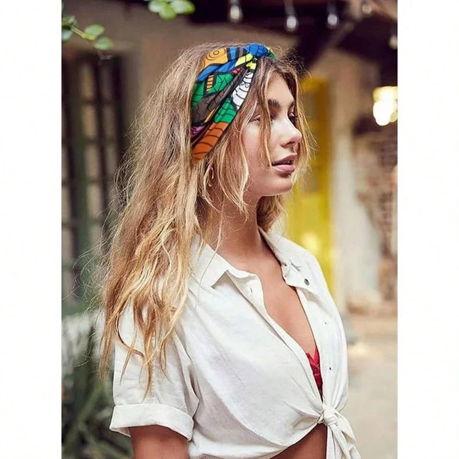 

Широкие повязки на голову с узлами для женщин, в стиле бохо, тюрбан, повязка для йоги, эластичный полиэстер