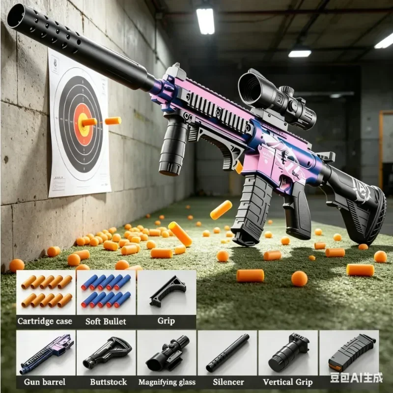 M416 Style Soft Dart Blaster Manual Loaded Foam Dart Toy Model Christmas Birthday Gift 2026