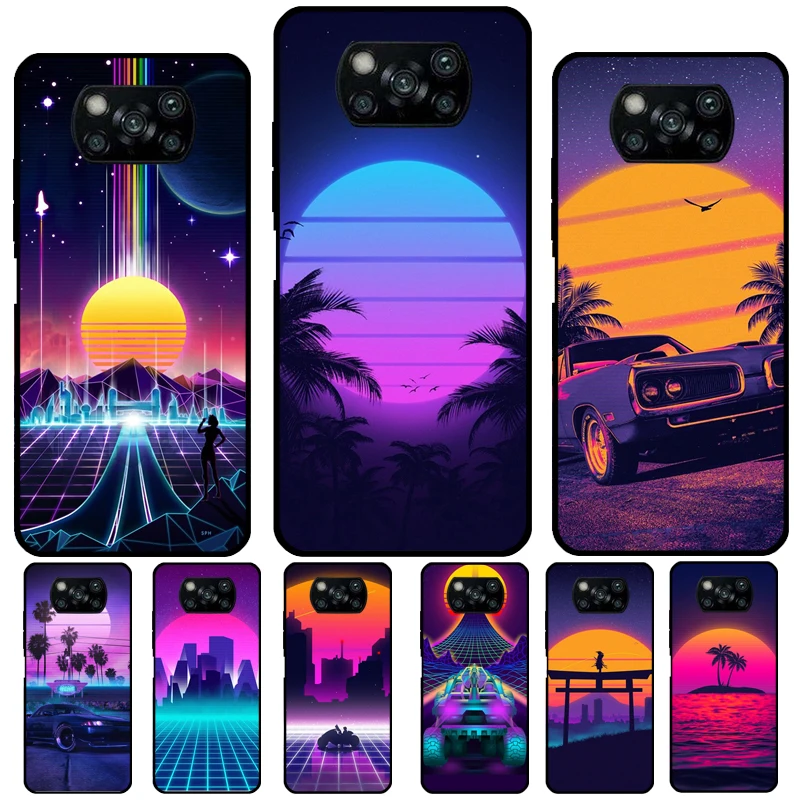 Synthwave 80's Retro Neon vaporwave For Xiaomi 13 11T 12T Pro 12X 12 Lite Case For POCO F5 X3 X5 Pro F4 X4 GT C40 M5s F3 Coque