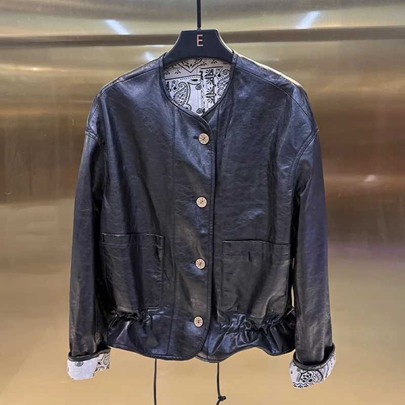 Nouvelle mode femmes naturel véritable peau de mouton veste en cuir femme réel manteau en peau d'agneau Streetwear vêtements d'extérieur