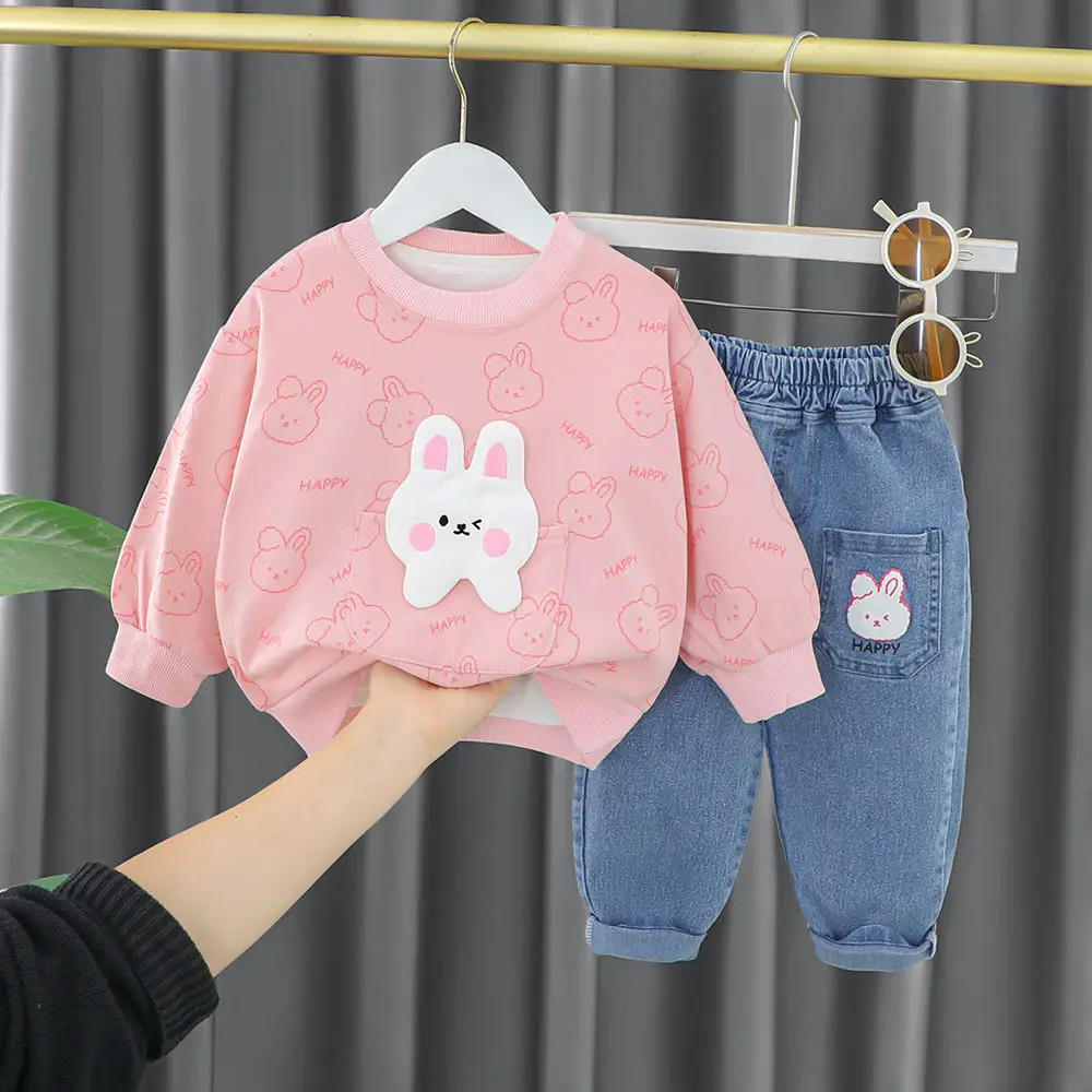 

Baby Boy Infant Clothes Set Toddler Outfits For Girls Cartoon Pullover Long Sleeved T-shirts Tops and Jeans Kids Bebes Tracksuit