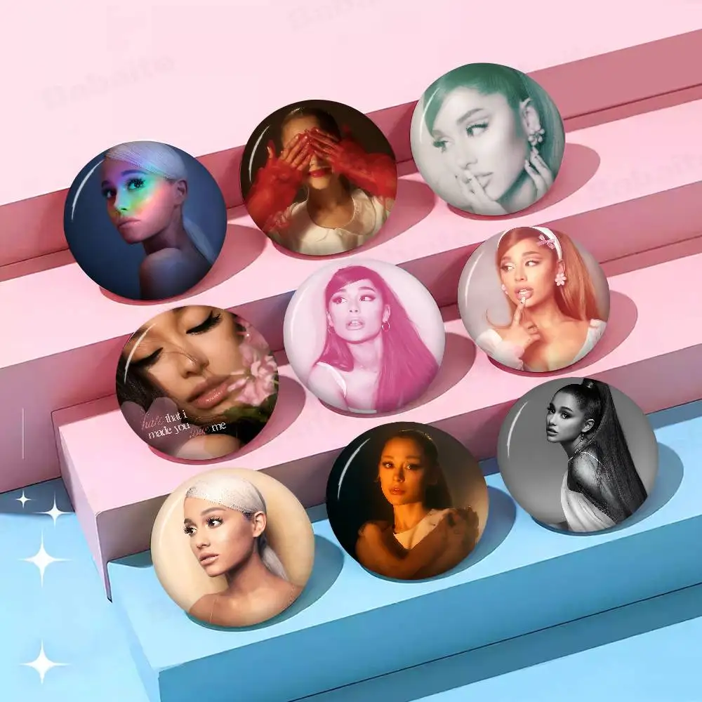 Pop Singer Ariana Grande Soft Button Pin Bright Printed Icon Gift For Friends Badge Collar Brooch Lapel Pin Metal