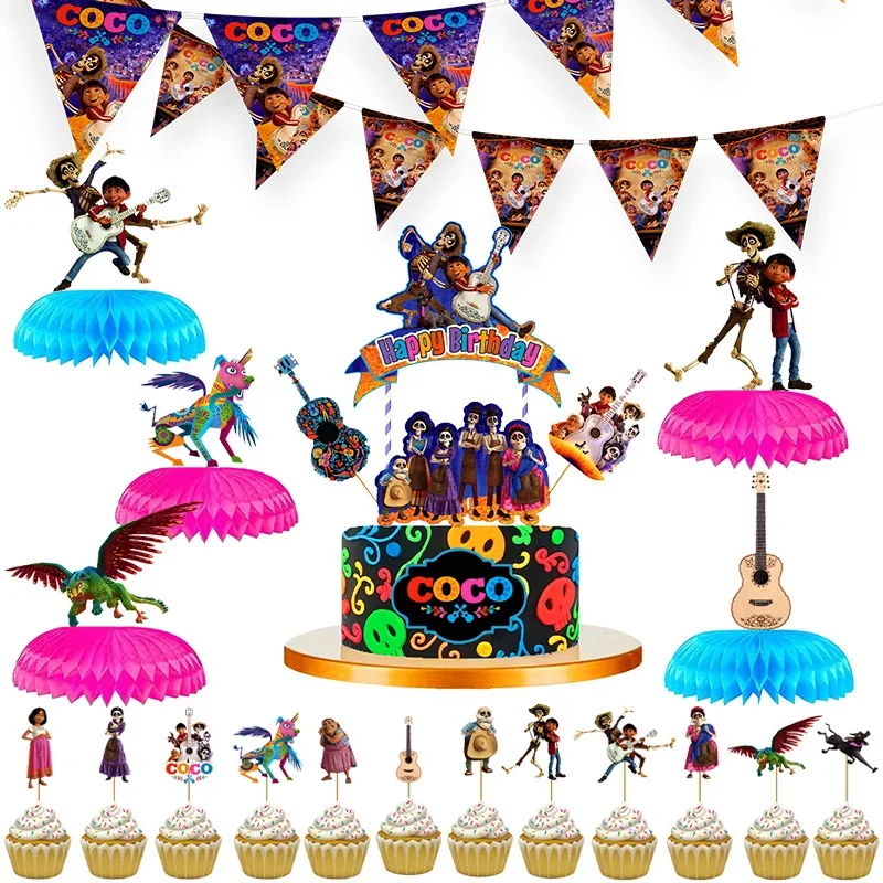 

12pcs Cartoon Anime Coco Theme candy bar Cupcake Toppers pick fruit picks baby shower kids birthday Party Supplies