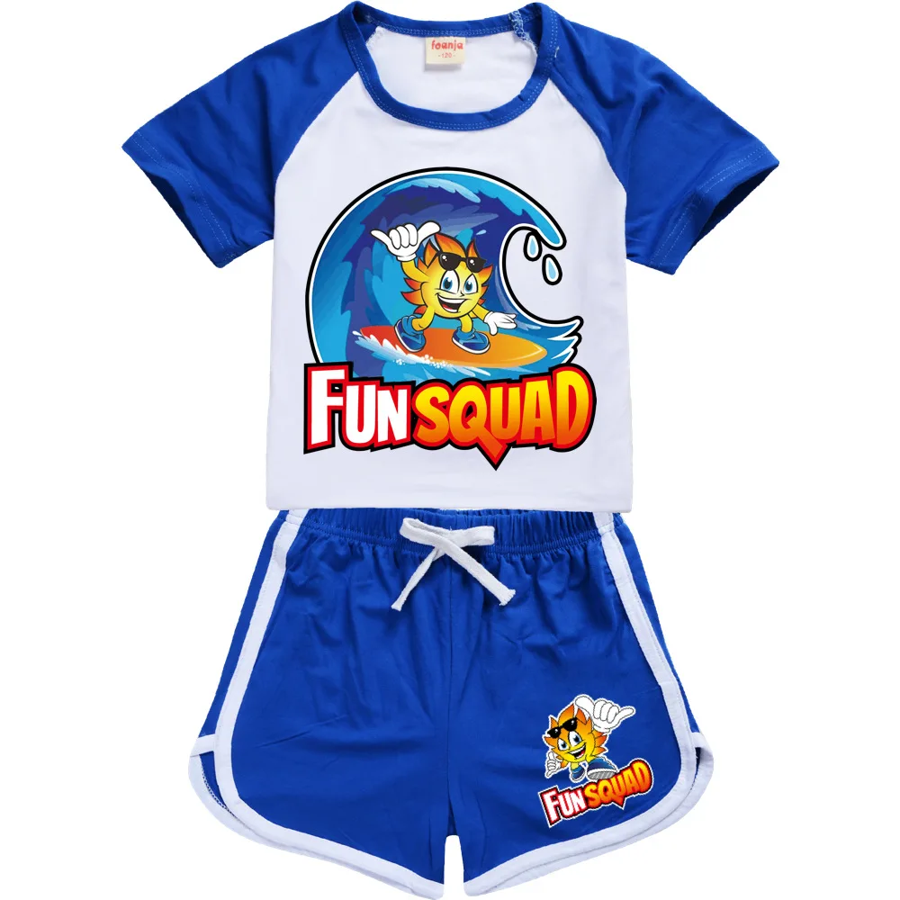 Children Summer Clothing Cotton Short Sleeve T Shirt+Pants Sets Baby Girls Boys Fun Squad Games Sport Suits Kids Clothes Set