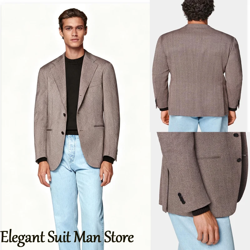 

Autumn Man Coat Knitted herringbone suit Blazer Korean Casual Business Edition Fashionable Short Men's Jacket