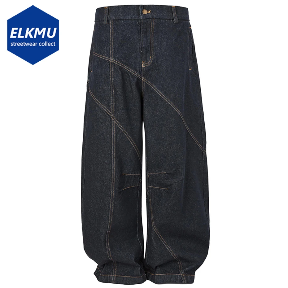 

Wide Leg Baggy Jeans Irregular Patchwork Loose Straight Denim Pants Men Harajuku Hip Hop Streetwear Jeans for Male