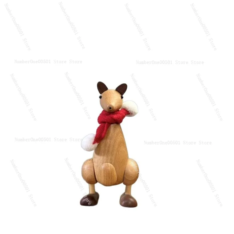 Marioneta canguro nórdica danesa, adornos artesanales, regalos creativos de madera para el hogar