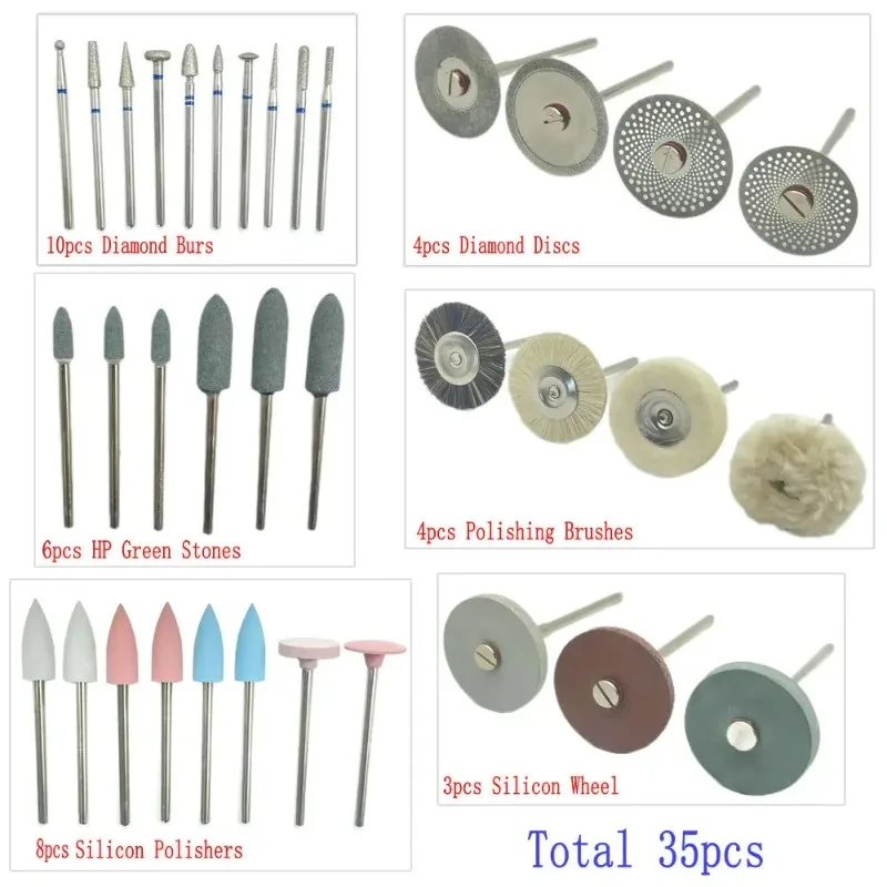 

35pcs/Set HP Kit for Grinding or Polish Ceramic/Porcelain Applied to Laborary DIY Hobbies Diamond Burs Brush Tool