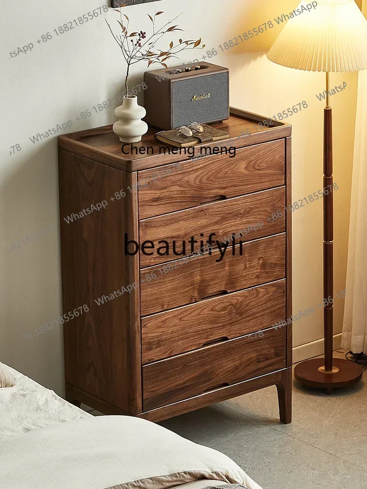 

D176 North American black walnut all-solid wood chest of drawers Nordic simple living room drawer locker