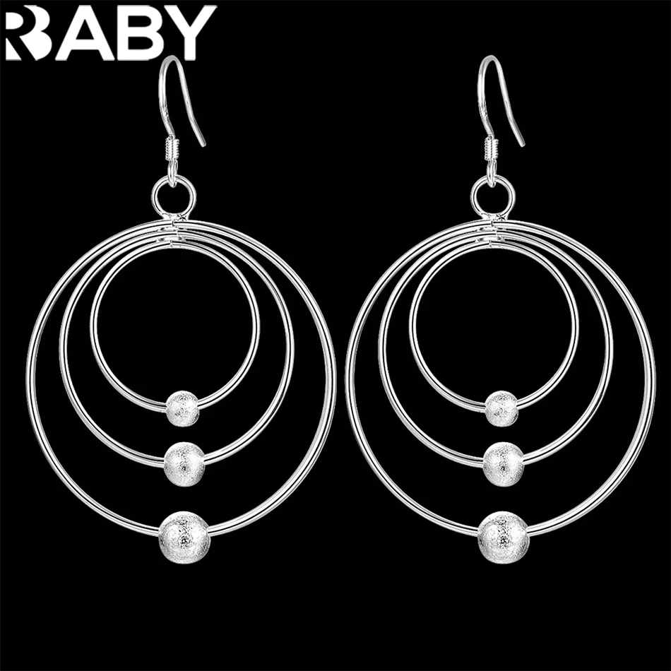 New pure 100% 925 Sterling Silver Earrings for Women Jewelry Three circle beads  Christmas Gifts wedding party