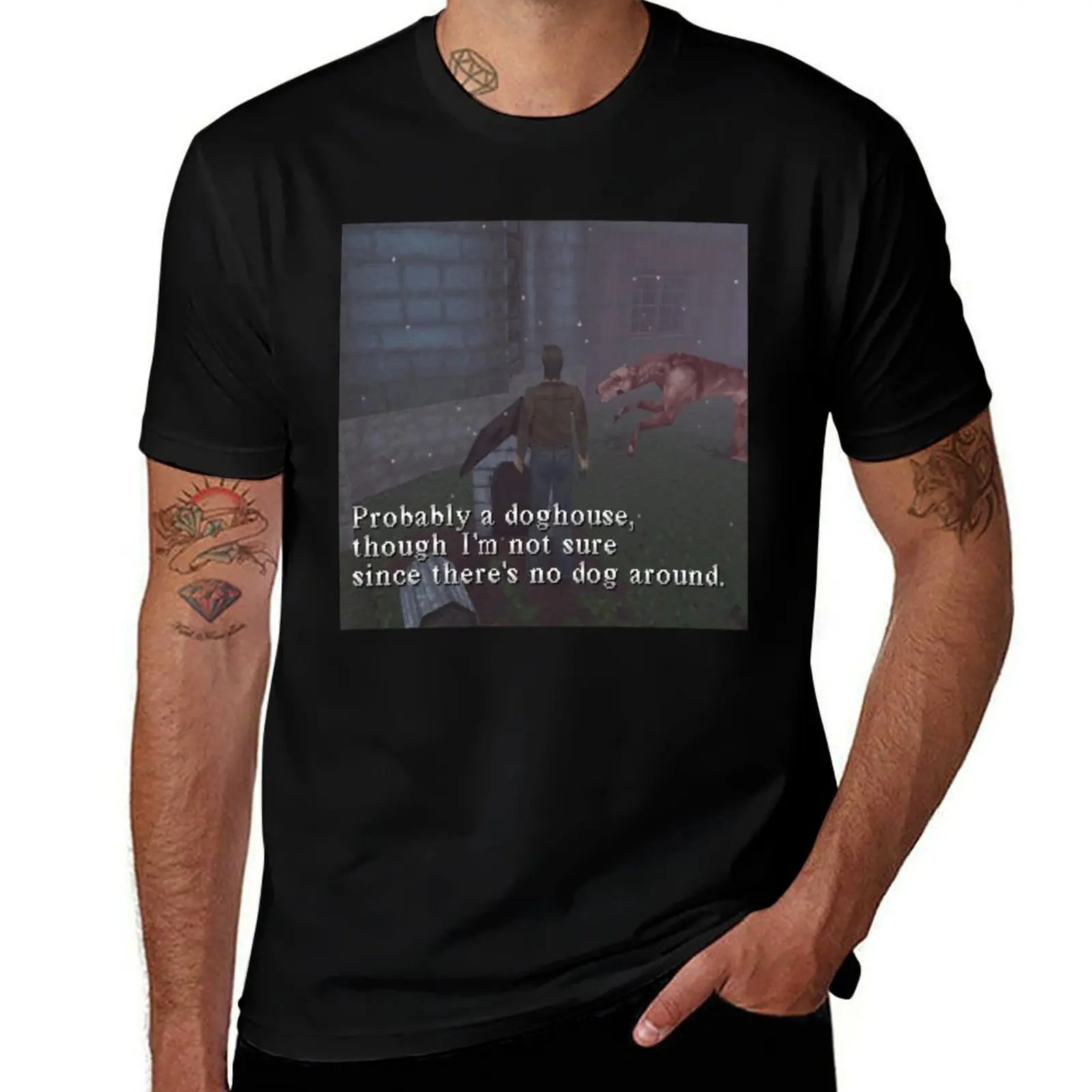 

Silent Hill 1 Harry Mason Probably A Doghouse Meme T-Shirt cotton t shirt pack cotton t shirts man 100% T-Shirt