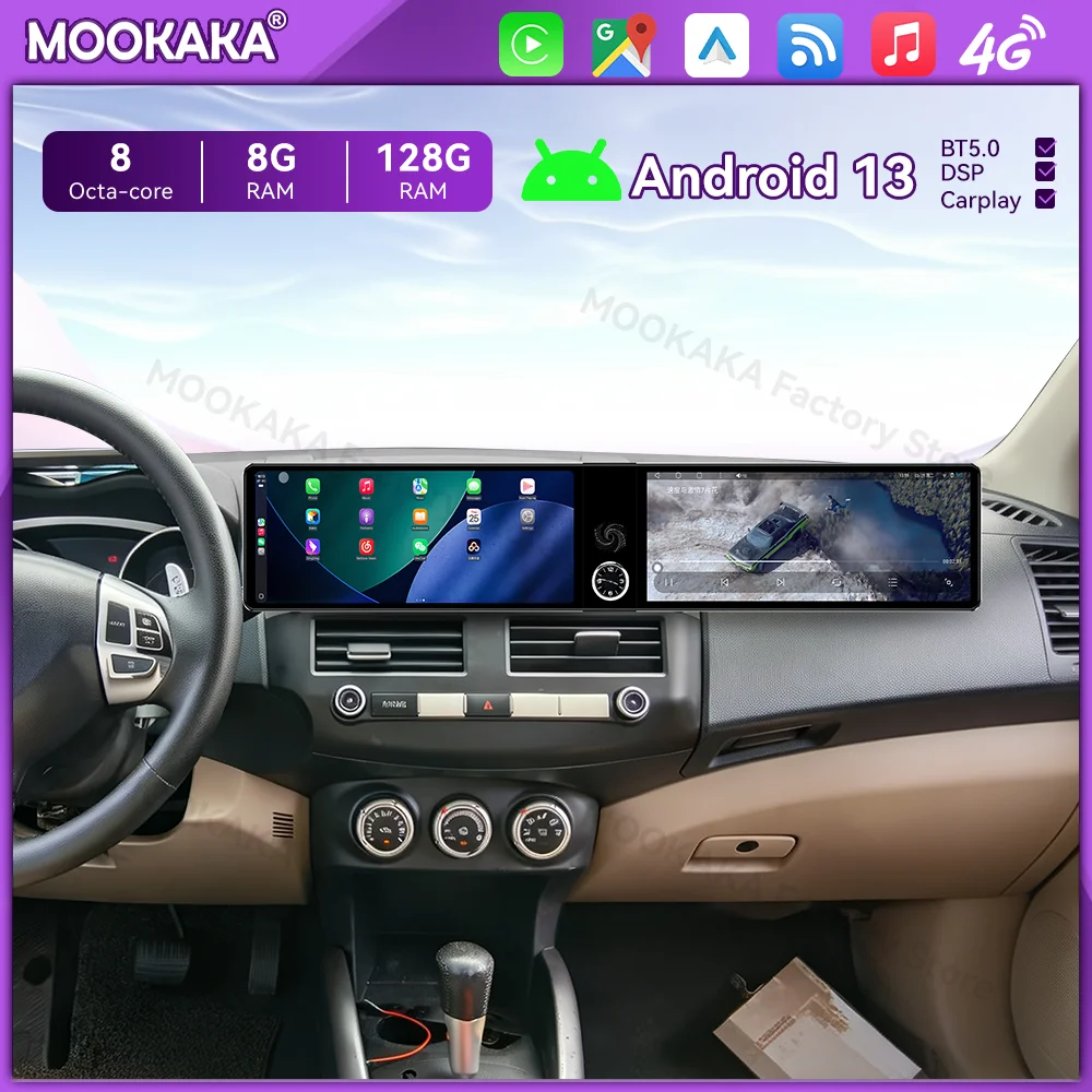 Android Radio For Mitsubishi Outlander 2008-2015 Dual Screen GPS Multimedia Navigation Car Stereo Receiver player IPS Head Unit