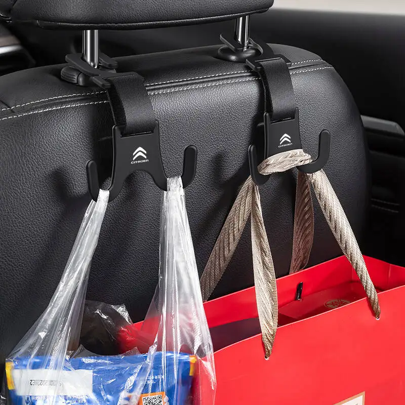 Gancho para reposacabezas de asiento de coche, colgador organizador de asiento trasero para Citroen C4 C3 C5 C1 C2 Berlingo Celysee Cactus Picasso Aircross Saxo