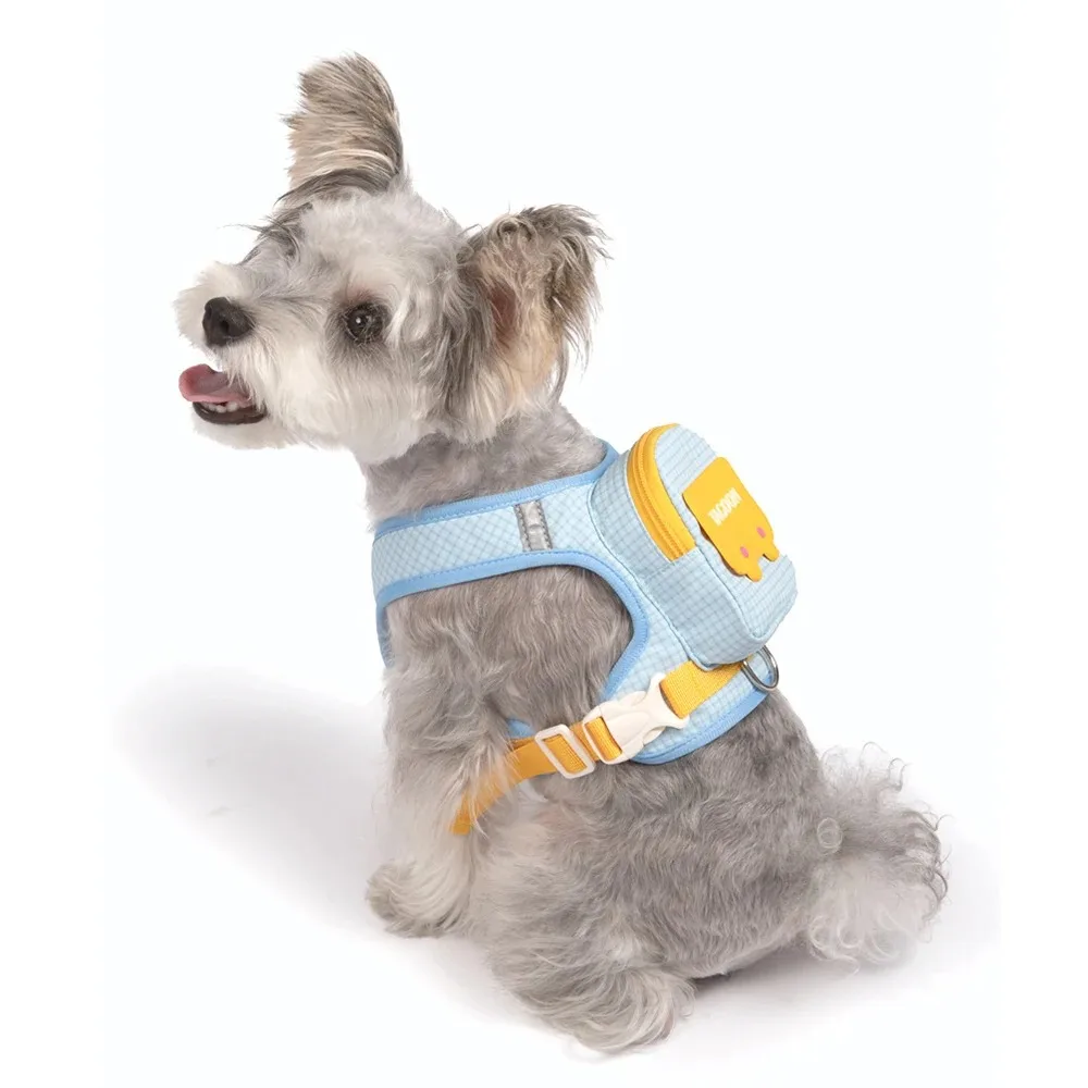 Verstellbares Hunde-Rucksackgeschirr mit reflektierendem Streifen, kariertes Haustier-Laufgeschirr, atmungsaktive Welpen-Brustweste – Detail 11